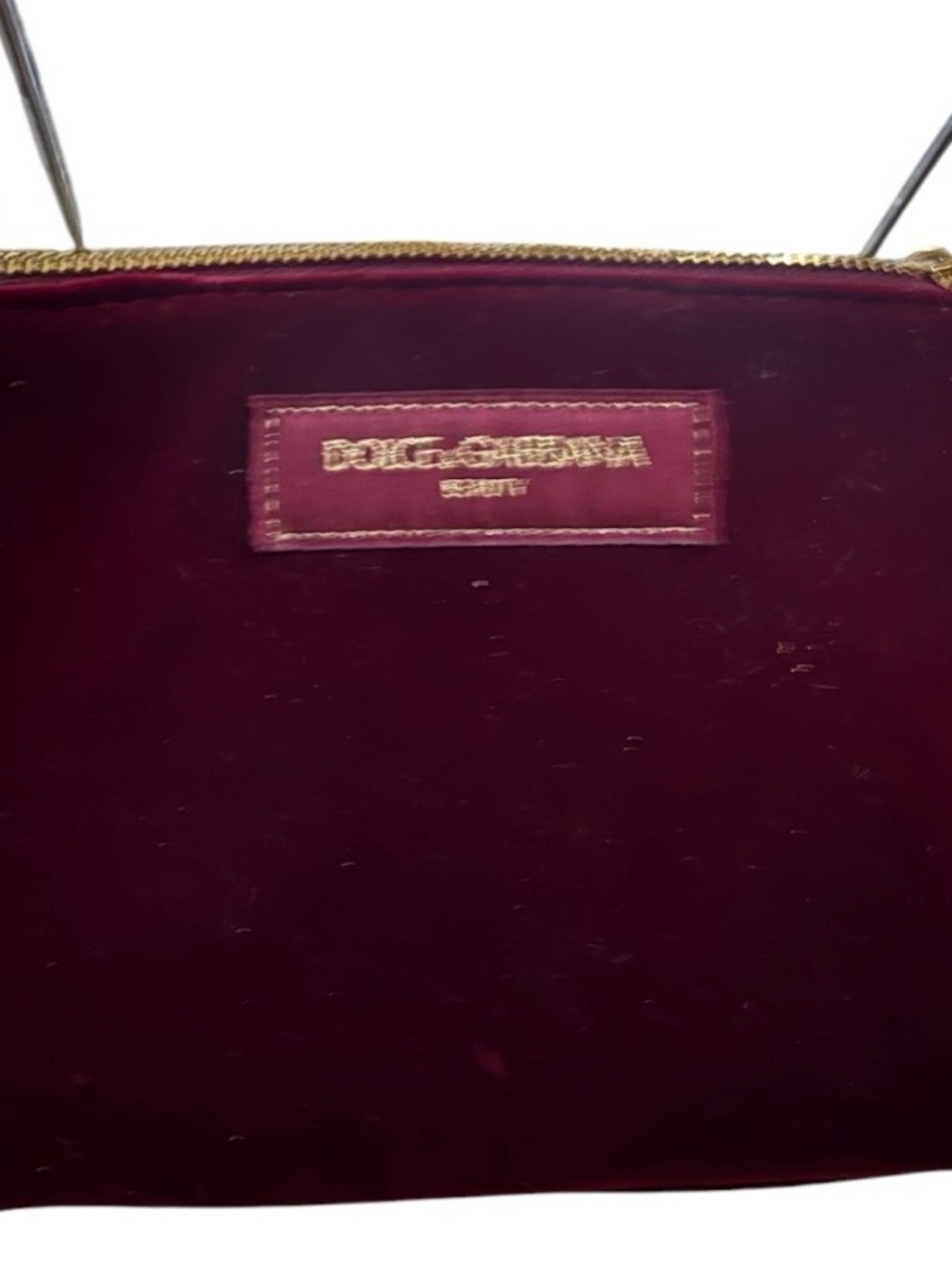 Promotional Release Dolce & Gabbana Beauty Red Maroon Zipper Pouch Velour Velvet